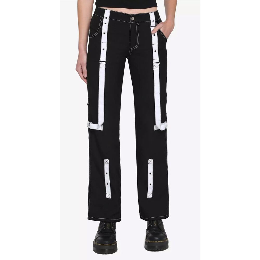 Royal Bones Black and White Strap Pants Women’s 9